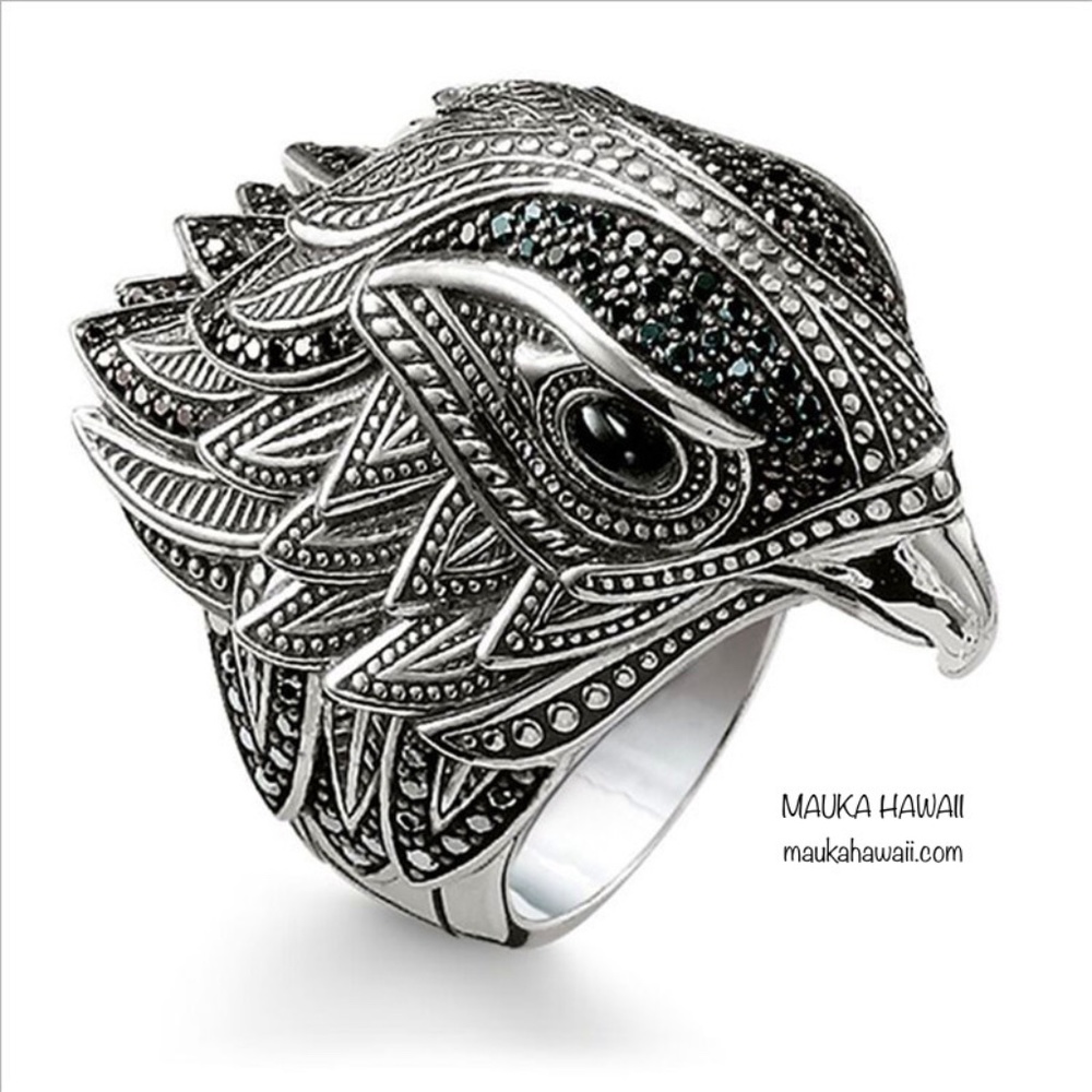 Modern Artisan Boho Peregrine Hawk Bird Ring Szs 7 8 9 10 11 12